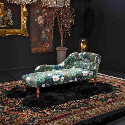 Selfridges Sofa Chaise in Peacock Butterfly Teal Velvet
