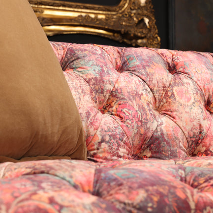 Serpentine 3 Seater Sofa in Coral Print Velvet