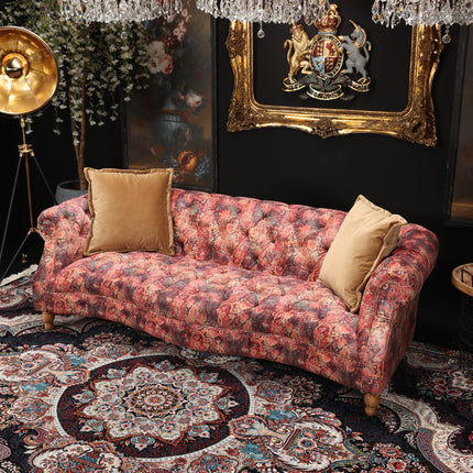 Serpentine 3 Seater Sofa in Coral Print Velvet