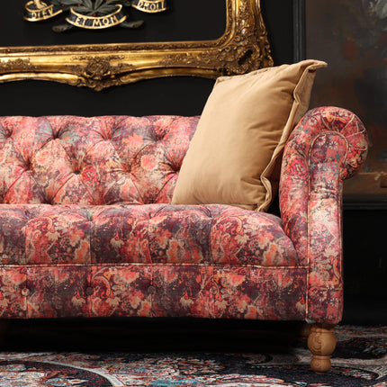 Serpentine 3 Seater Sofa in Coral Print Velvet