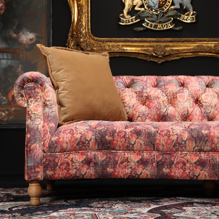 Serpentine 3 Seater Sofa in Coral Print Velvet