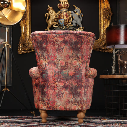 Serpentine Armchair in Coral Print Velvet