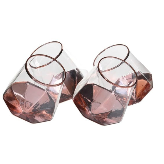 Set of 4 Rose Gold Prism Tipsy Tumblers