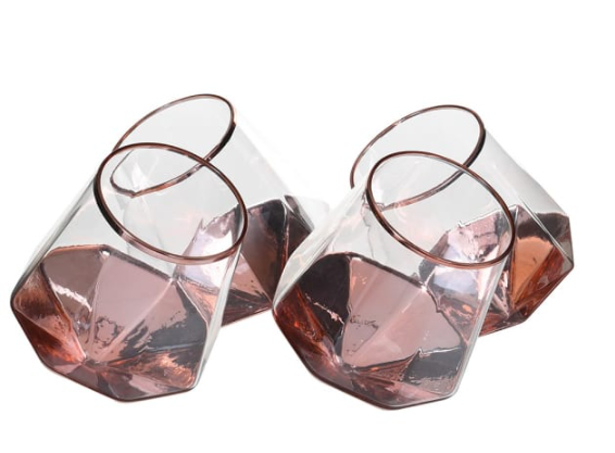 Set of 4 Rose Gold Prism Tipsy Tumblers