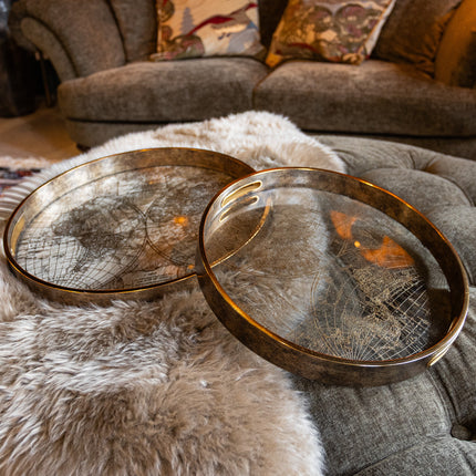 Set of 2 Gold World Map Trays