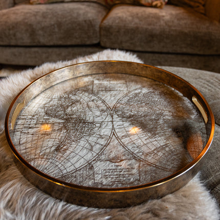 Set of 2 Gold World Map Trays