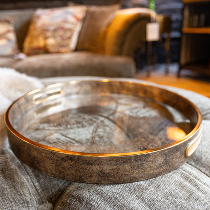 Set of 2 Gold World Map Trays