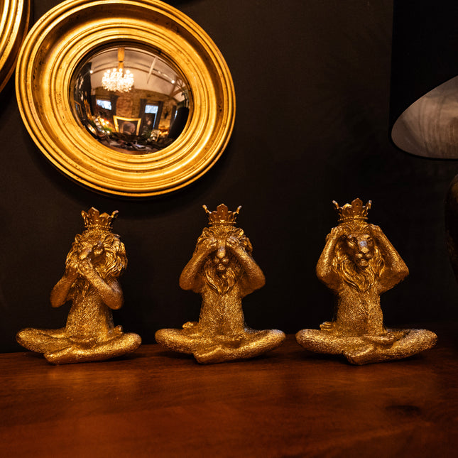 Set of 3 Gold Sat Down Lions