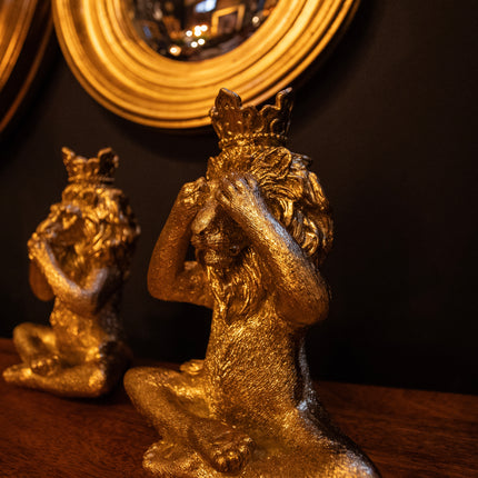 Set of 3 Gold Sat Down Lions