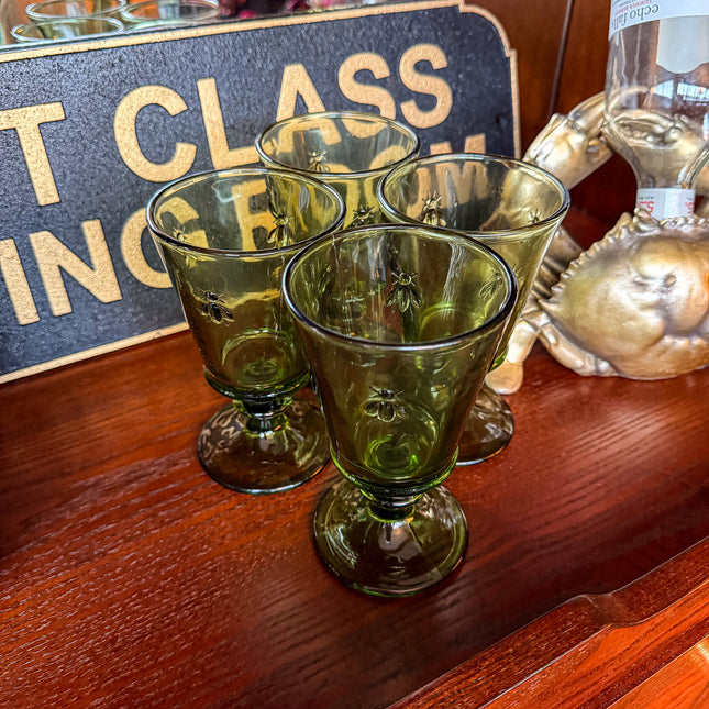 Set of 4 Bee Glasses in Olive