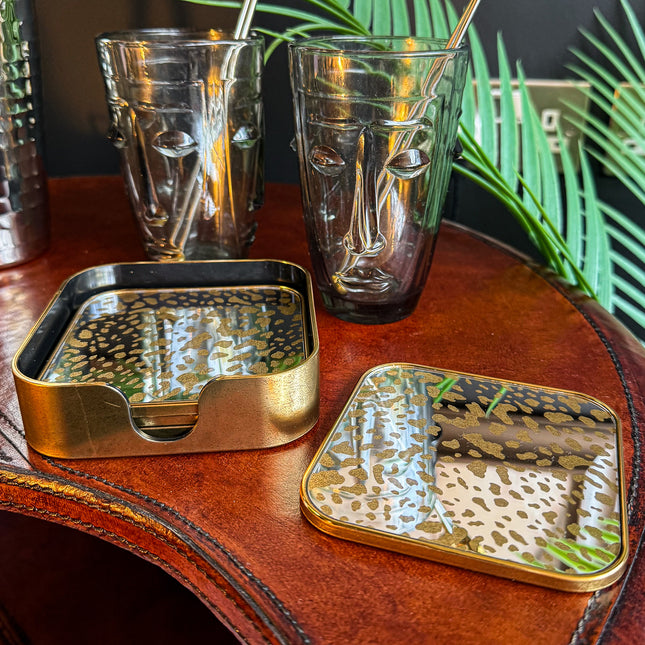 Set of 4 Coasters in Leopard Print