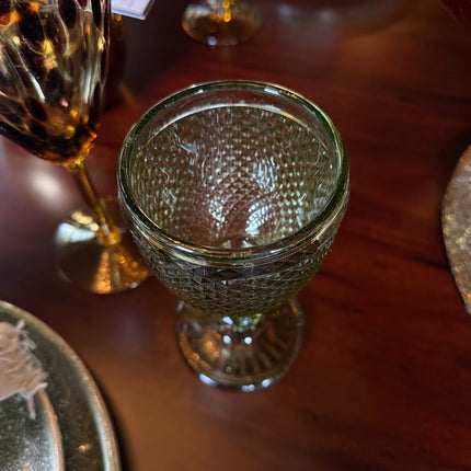 Set of 4 Wine Glasses in Olive Green