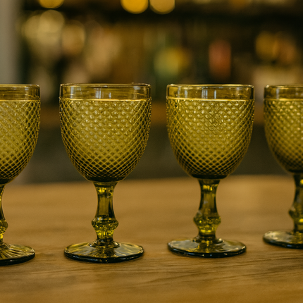 Set of 4 Wine Glasses in Olive Green