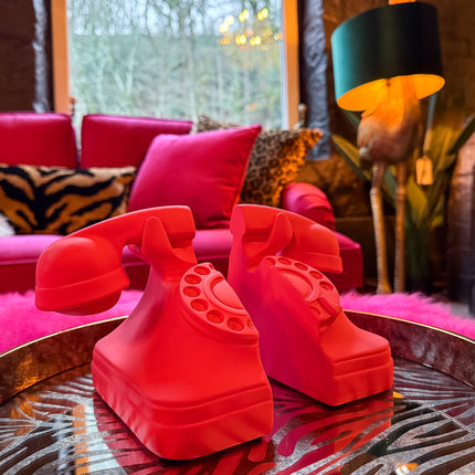 Set of Telephone Bookends in Matt Pink