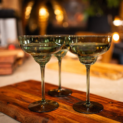 Set of 4 Olive Green Gin Glasses