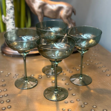 Set of 4 Olive Green Martini Glasses