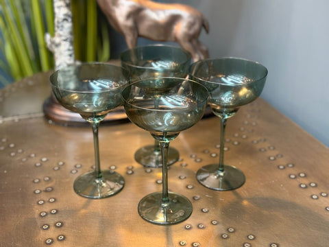 Set of 4 Olive Green Martini Glasses
