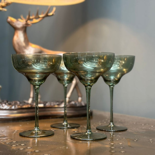 Set of 4 Olive Green Martini Glasses