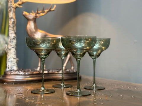 Set of 4 Olive Green Martini Glasses