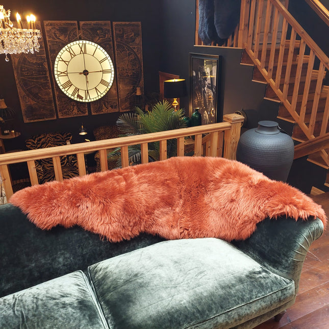Sheepskin Rug in Orange Amber (Double) - Clearance