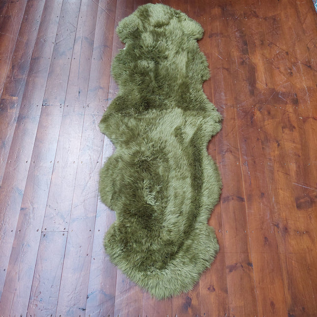Sheepskin Rug in Green Olive (Double) - Clearance