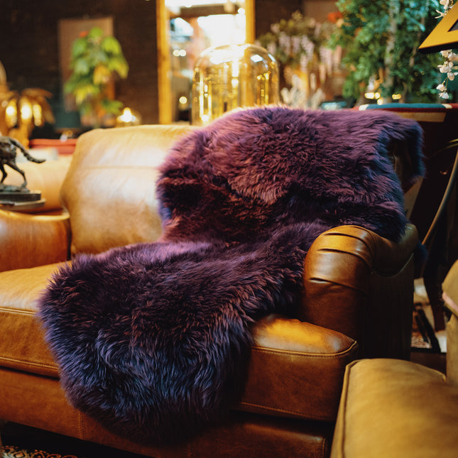 Sheepskin Rug in Purple (Double) - Clearance