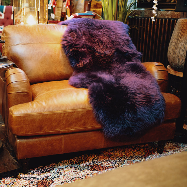 Sheepskin Rug in Purple (Double) - Clearance
