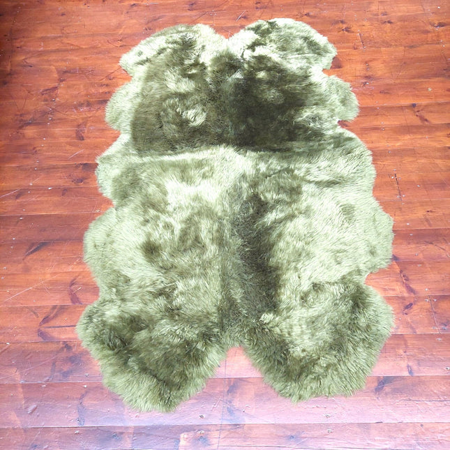Sheepskin Rug in Green Olive (Quad) - Clearance