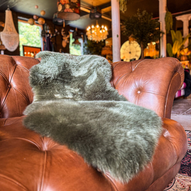 Sheepskin Rug in Green Khaki - Double