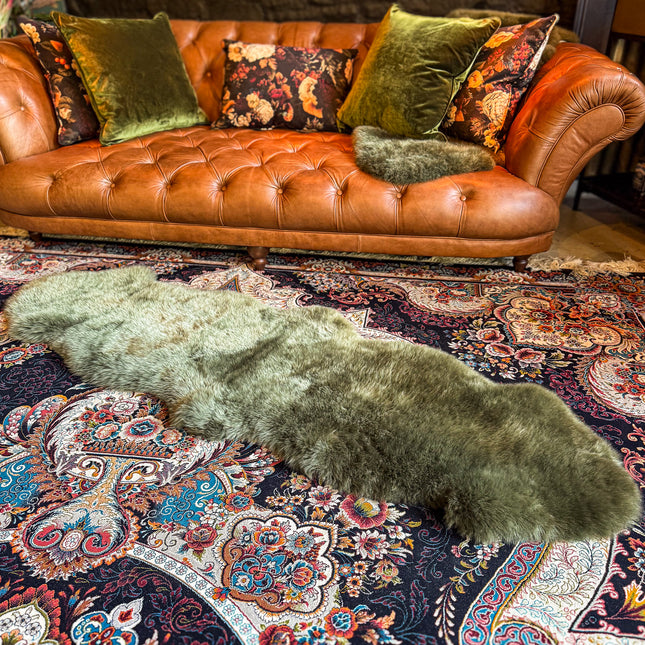 Sheepskin Rug in Green Khaki - Double