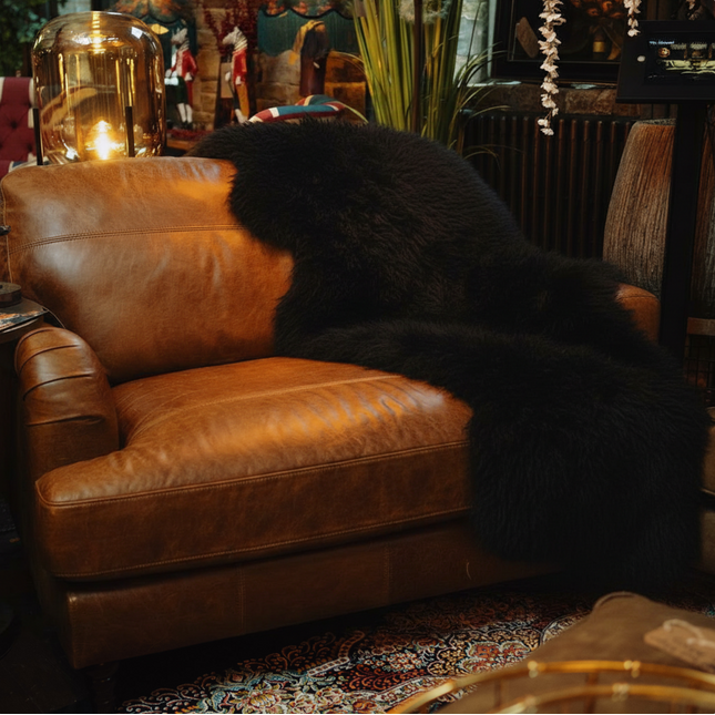 Sheepskin Rug in Black - Double