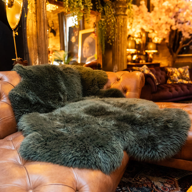 Sheepskin Rug in Green Dark (Quad) - Clearance