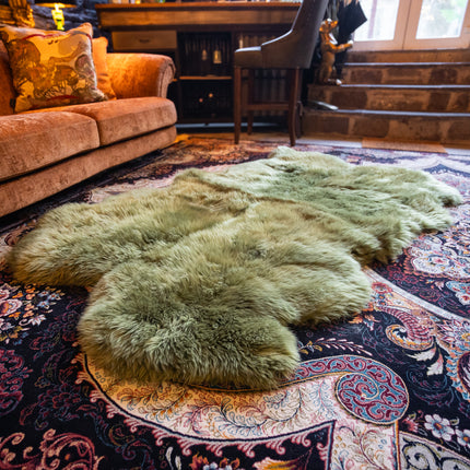 Sheepskin Rug in Green Olive (Quad) - Clearance