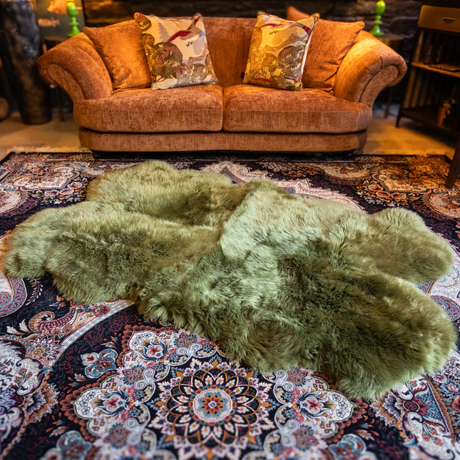 Sheepskin Rug in Green Olive (Quad) - Clearance