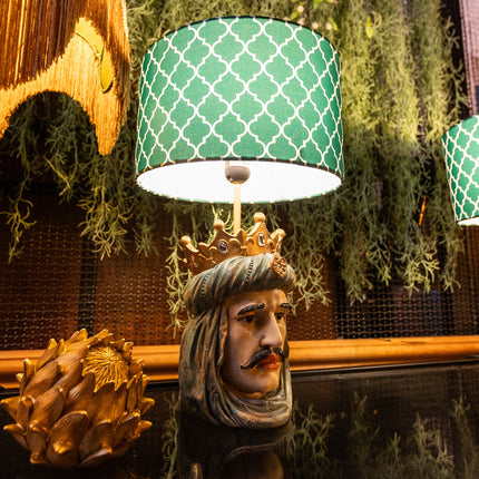 Sicilian King Head Table Lamp with Green Shade