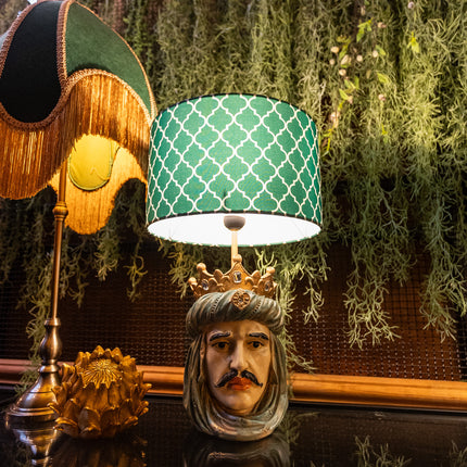 Sicilian King Head Table Lamp with Green Shade