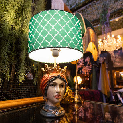 Sicilian Queen Head Table Lamp with Green Shade