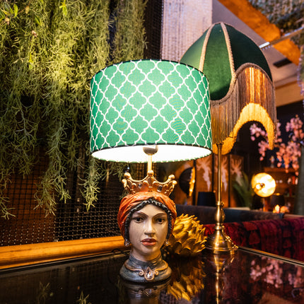 Sicilian Queen Head Table Lamp with Green Shade