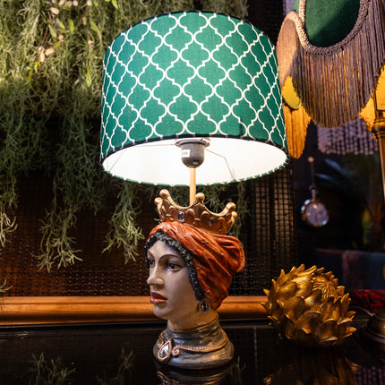Sicilian Queen Head Table Lamp with Green Shade