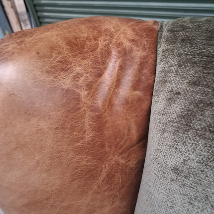 Theodore Wing Chair in Saddle Tan & Derwent Olive Velvet - Ex Display