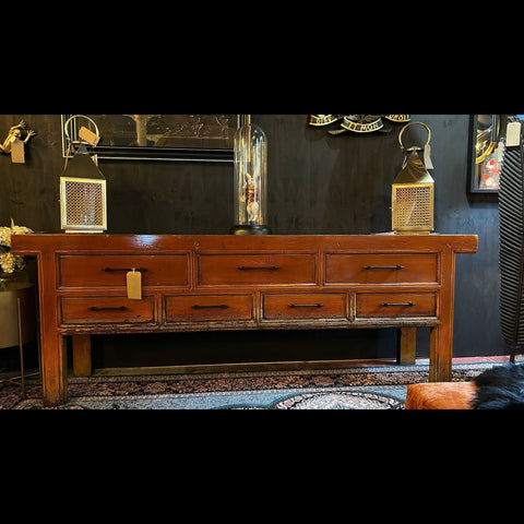 Sienna Sideboard 7 Drawer - Burnt Orange Pinewood