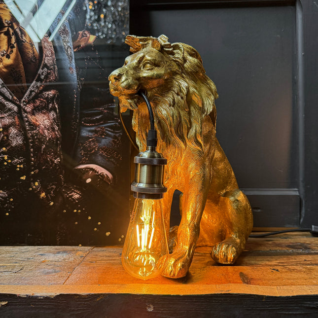 Sitting Lion Sculpural Table Lamp