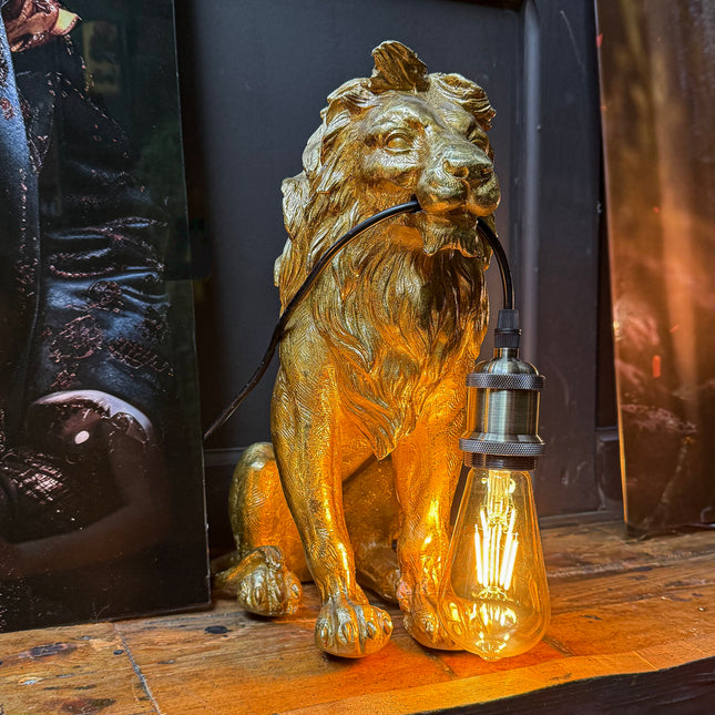 Sitting Lion Sculpural Table Lamp