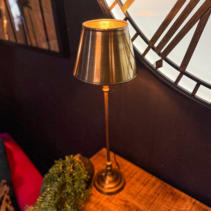 Slim Antique Brass Table Lamp with Shade
