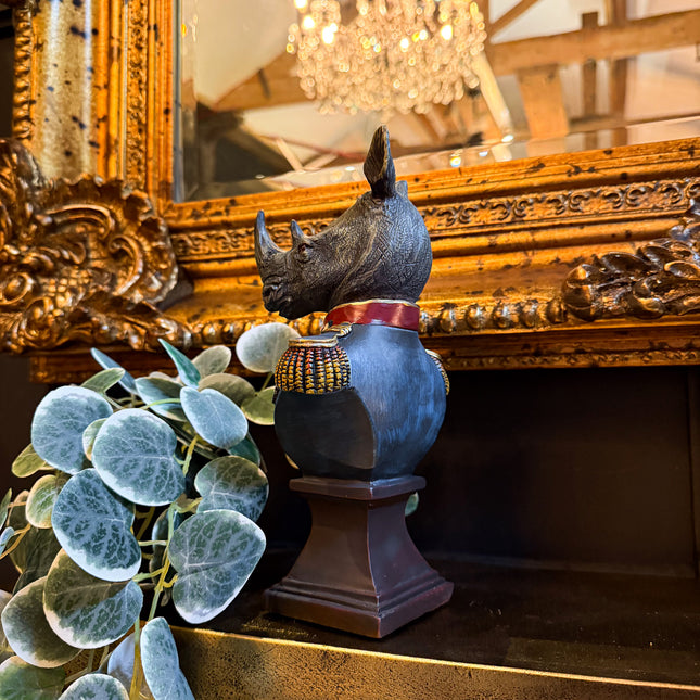 Small Gentry Rhino Bust on Square Base