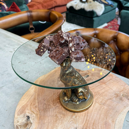 Small Leopard Stand with Glass Top