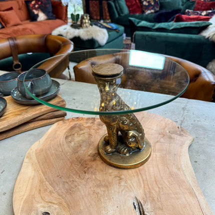 Small Leopard Stand with Glass Top