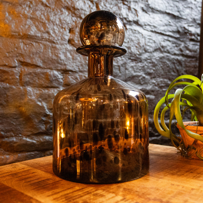 Squat Decorative Tortoiseshell Effect Bottle with Ball Top