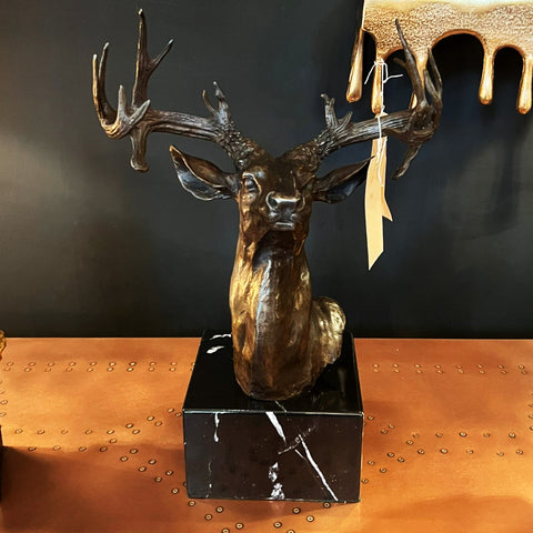 Stag Head on Marble Base