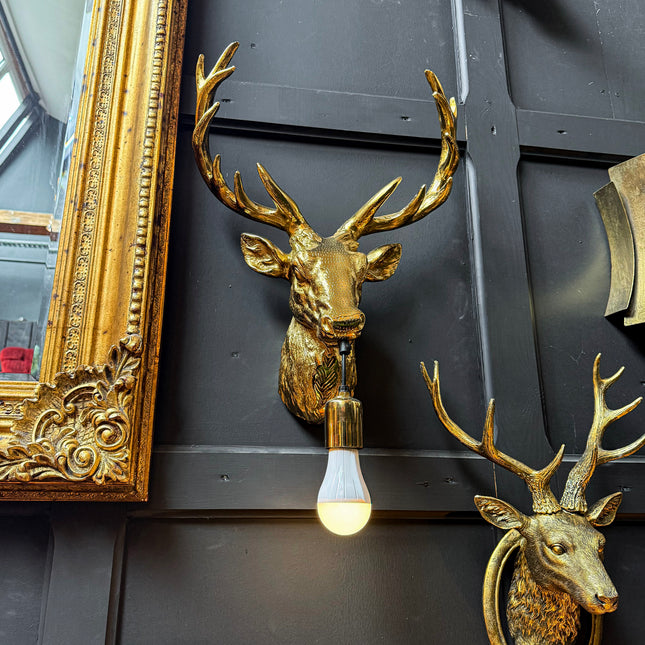 Stag Head Wall Light in Gold Aluminium - Ex Display